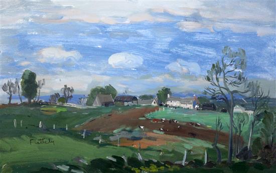 Alastair Frederick Flattely (1922–2009) A Cotswold Farm, 13.5 x 21.5in.